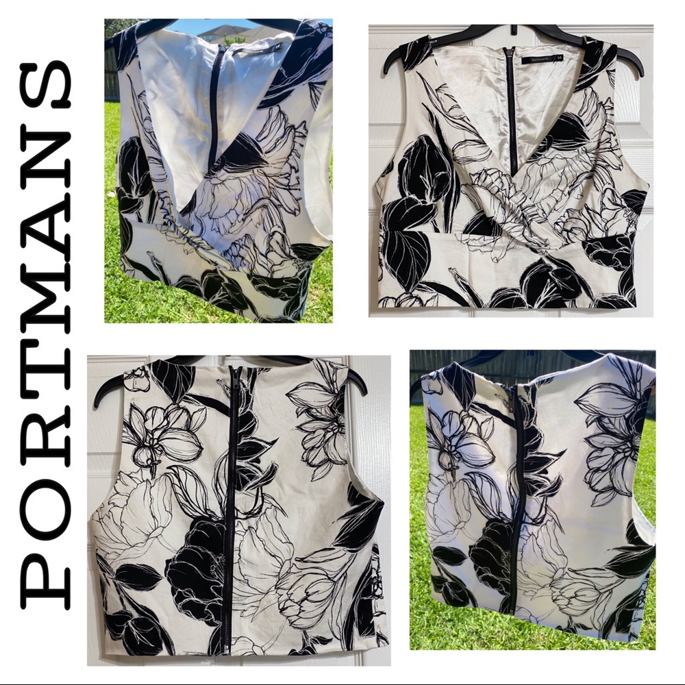 NWOT Portmans black & white crop top